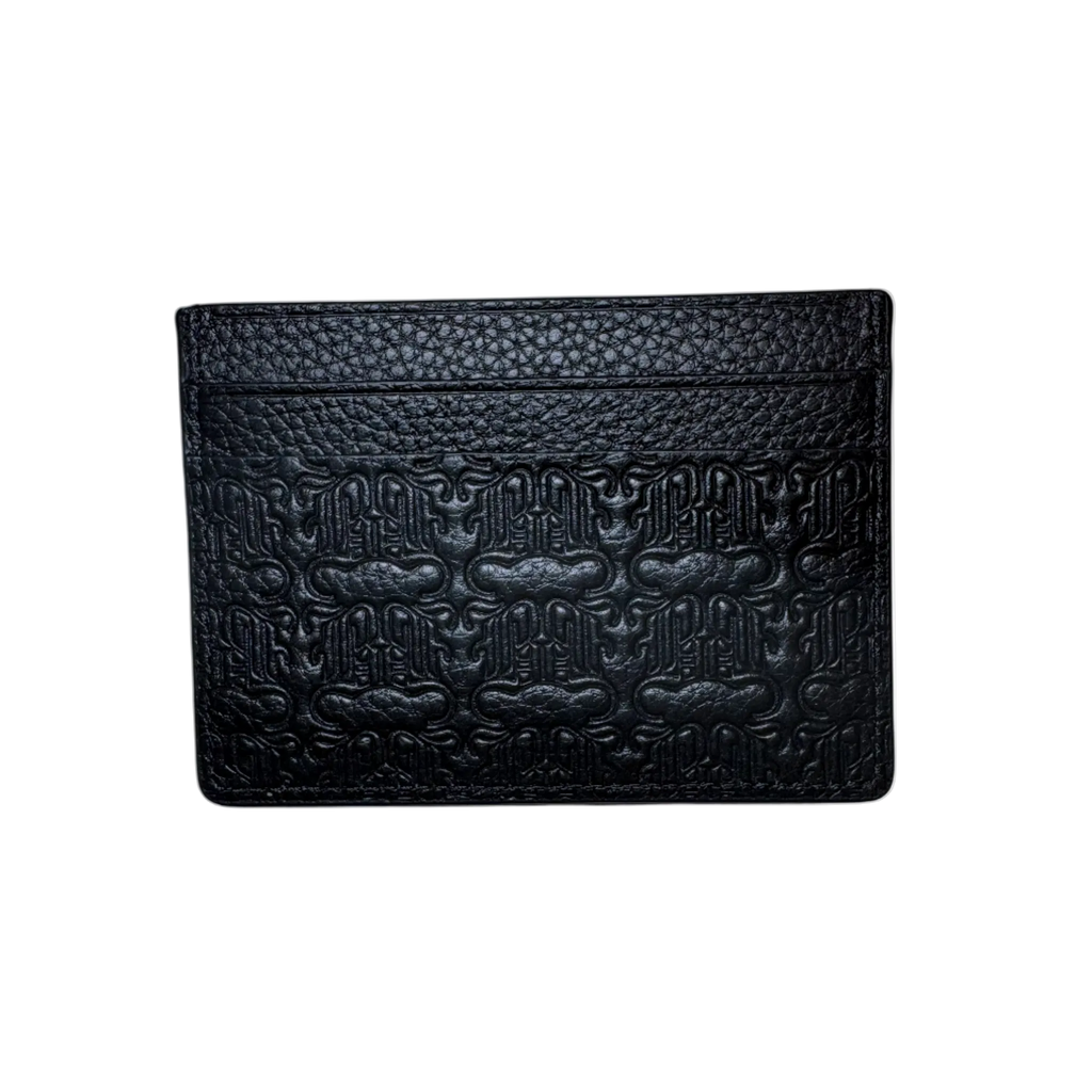 Debossed leather cardholder ( BLACK )