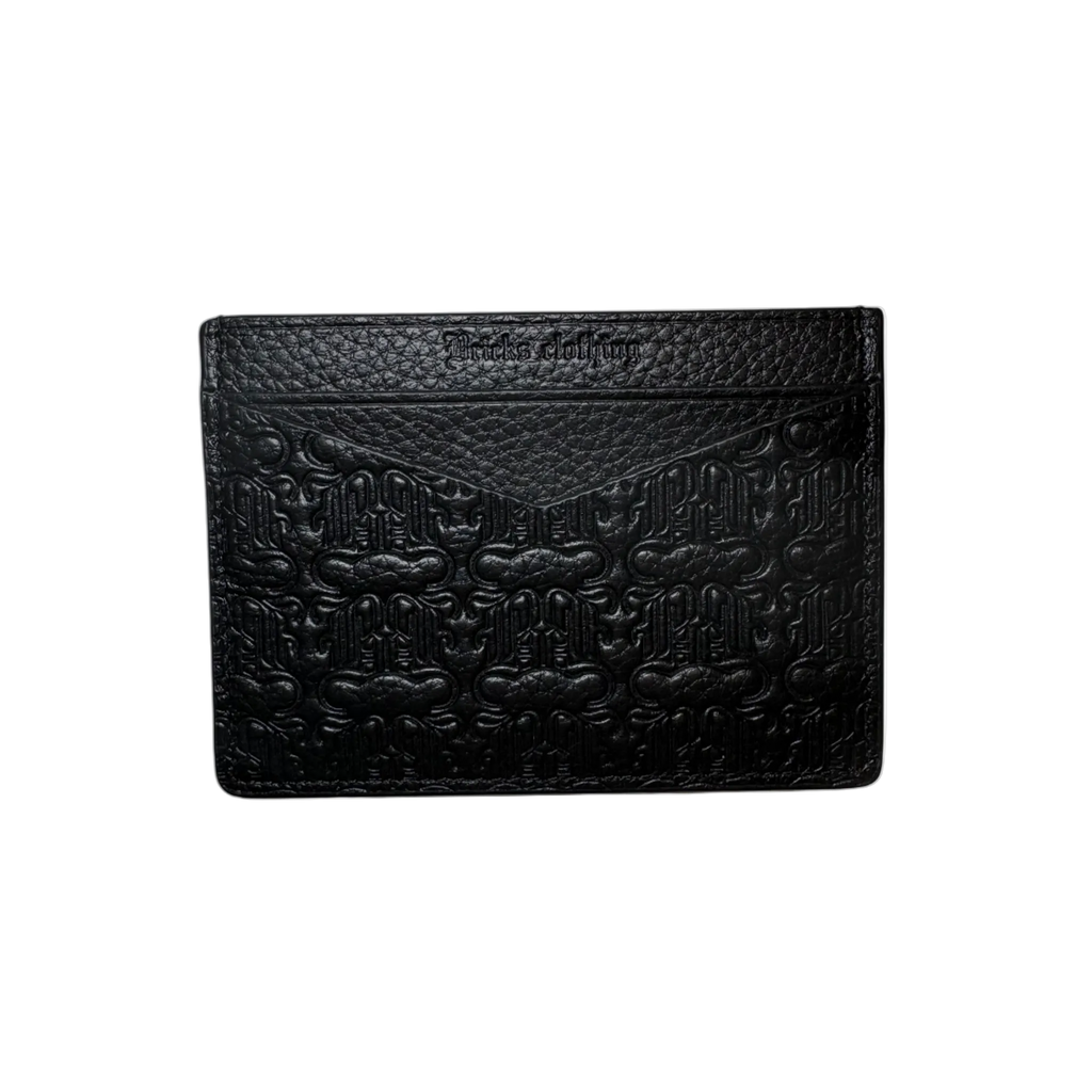 Debossed leather cardholder ( BLACK )