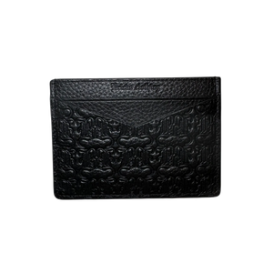 Debossed leather cardholder ( BLACK )