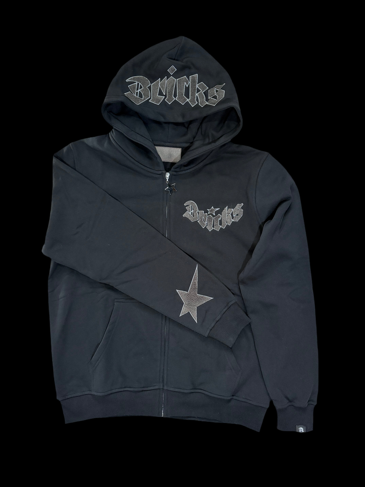 BRICKS BLACK ON BLACK ZIP UP