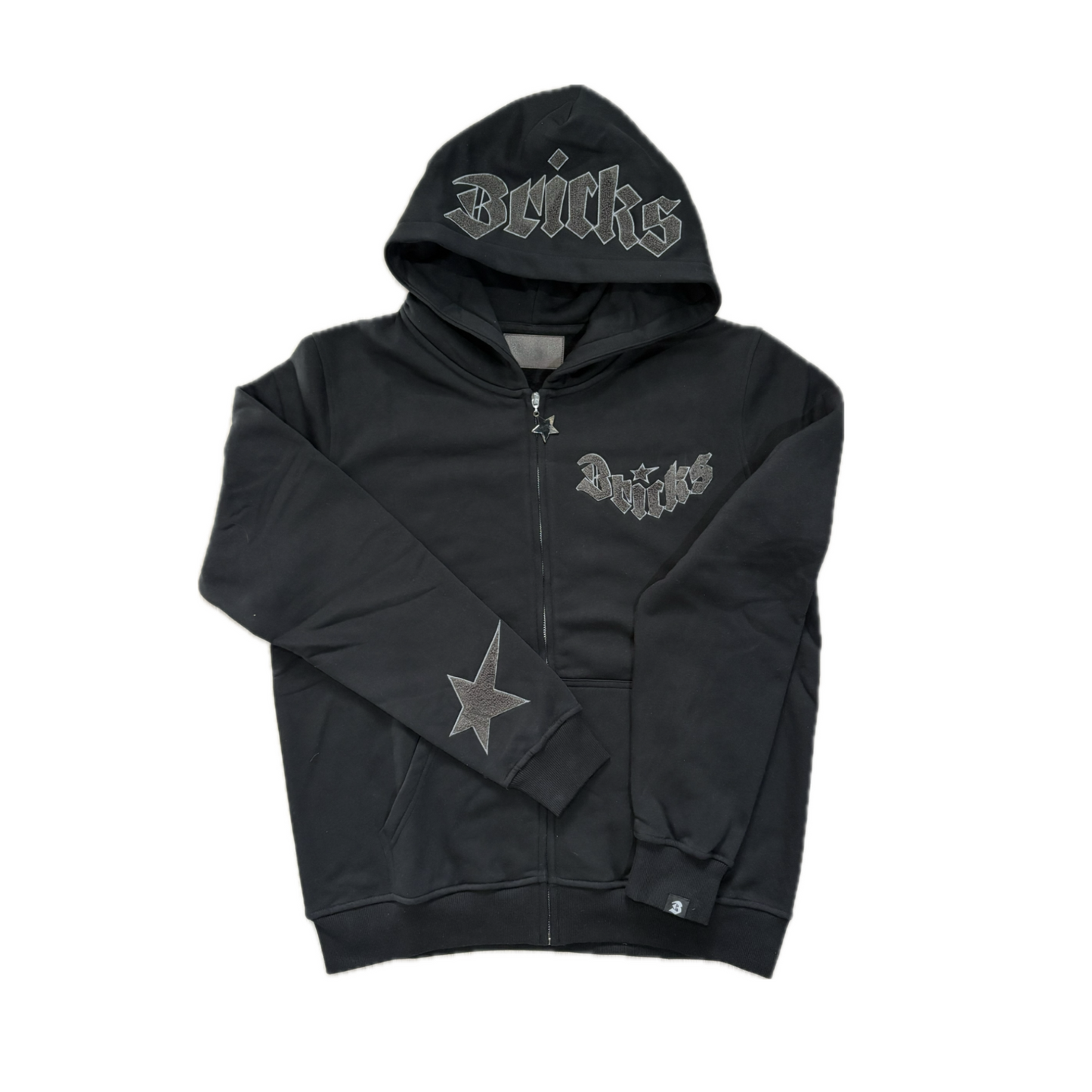BRICKS BLACK ON BLACK ZIP UP
